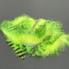 Hareline Rabbit Zonker Strip Tiger Barred 4mm Black/Chartreuse over Fl Yellow for fly tying
