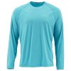 Simms Solarflex crew neck fishing shirt in Meridian_Heather colour