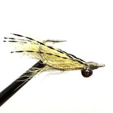 SciFlies Golden Knight saltwater fly pattern with black tungsten dumbbell eyes